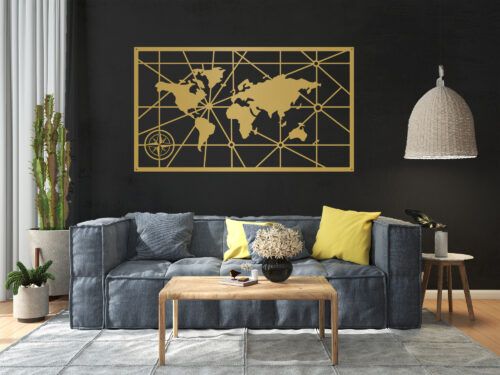 Art Steel Dekoracja ścienna - mapa świata