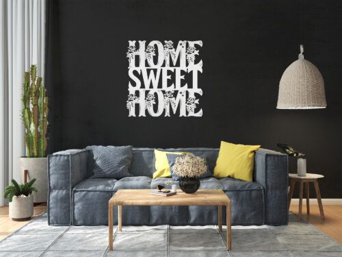 Dekoracja ścienna - home sweet home - Czarny mat, S-40
